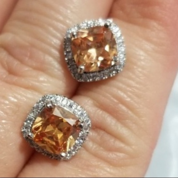 L21-HR SALE!8K Gold Princess Cut Morganite Champagne Topaz C - Picture 7 of 10